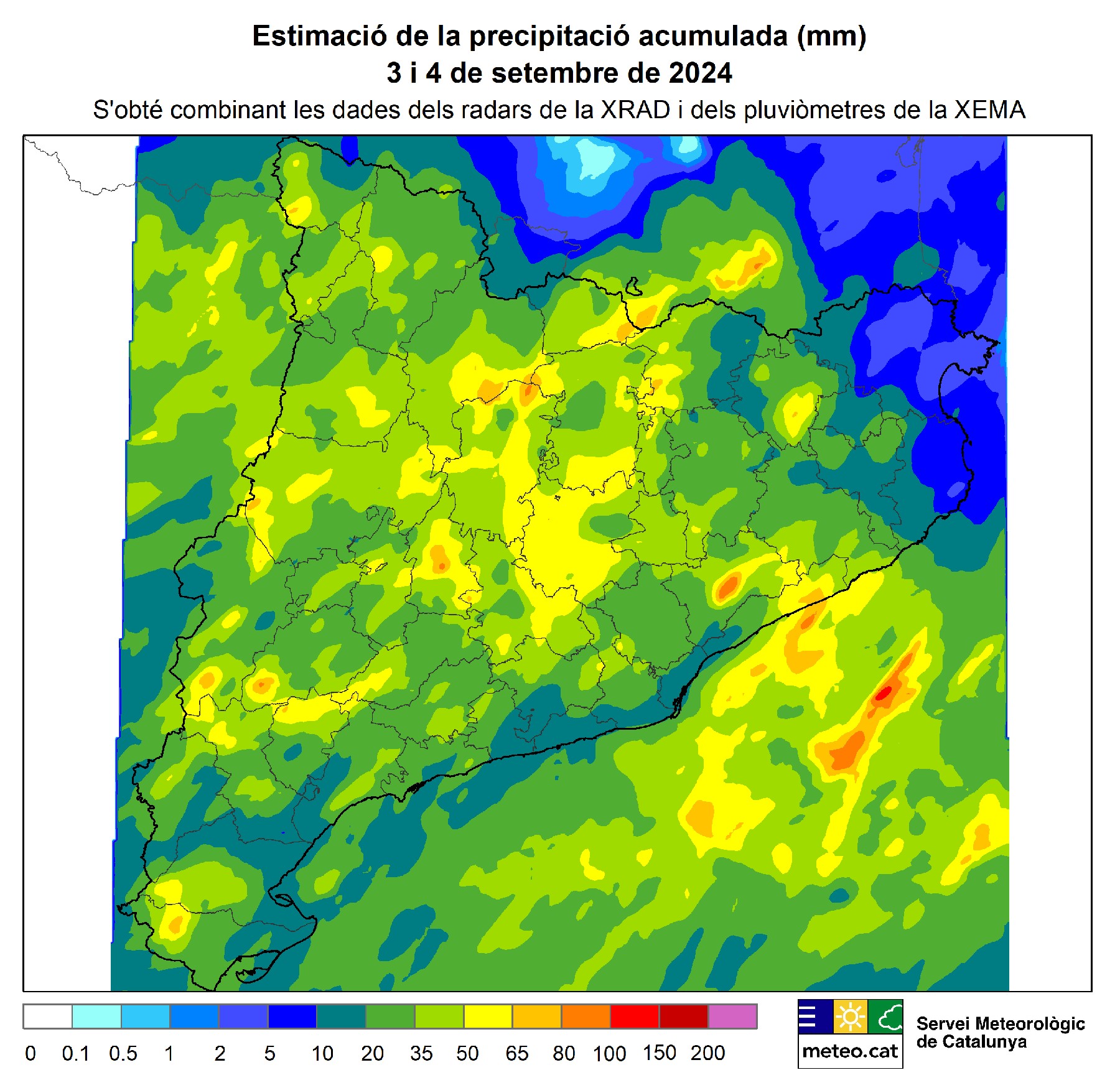 Mapa de precipitacions acumulades