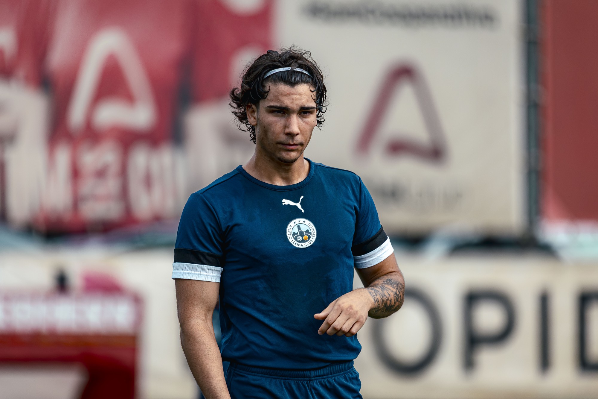 Álex Urcan en un dels partits de pretemporada amb l'Atlètic Lleida