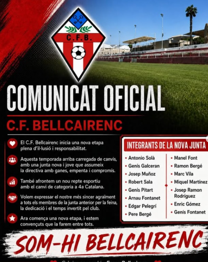 Comunicat oficial del C.F. Bellcairenc