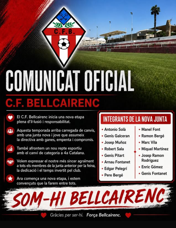 Comunicat oficial del C.F. Bellcairenc